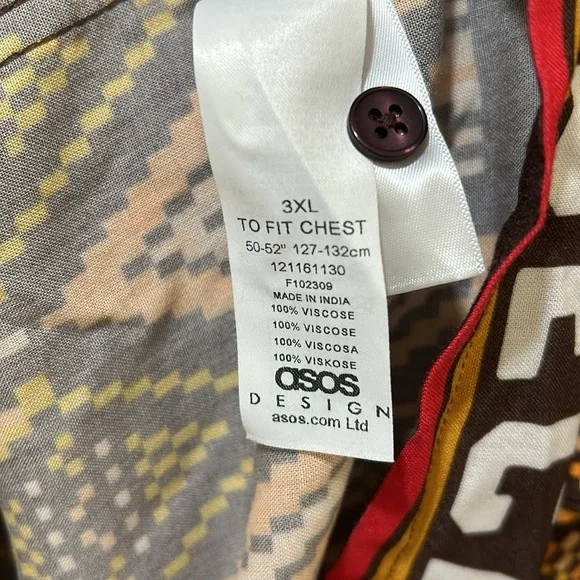 ASOS DESIGN BOTTOM UP CAMP SHIRT MEN RELAXED FIT Sz 3XL - Picture 9 of 10